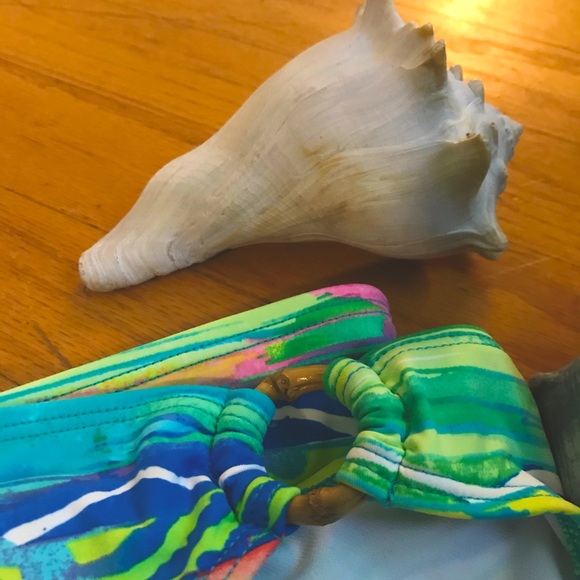 RALPH LAUREN Beautiful NWT bikini bottoms tropical print blue green coral white - Picture 12 of 16